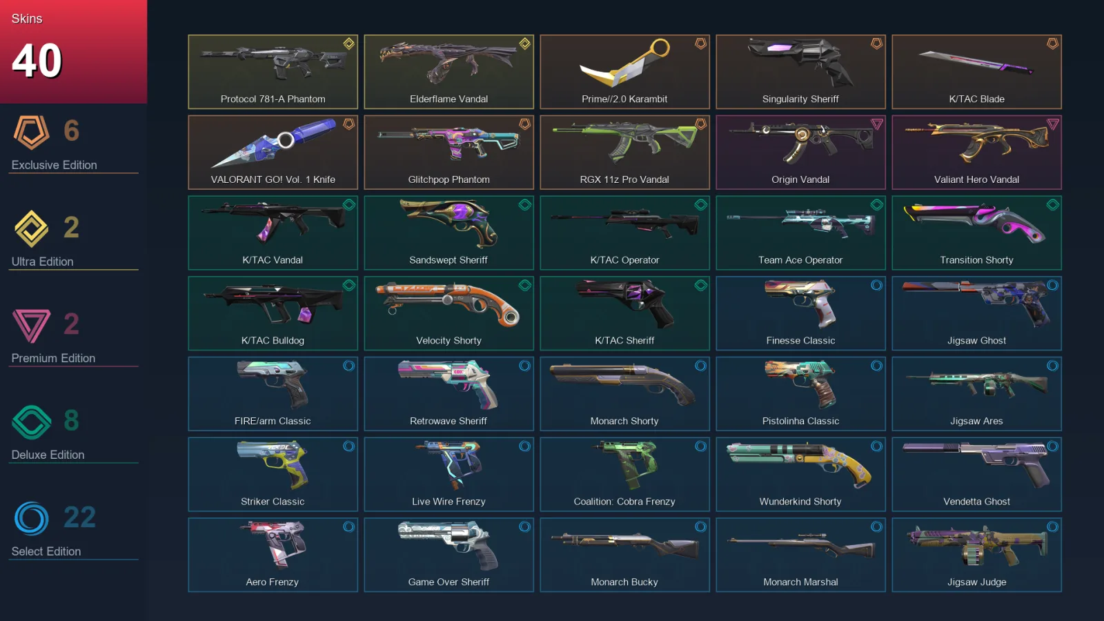 AP | Lv249 | Unranked | 40 Skin | 24 Agent | 82 Buddy
