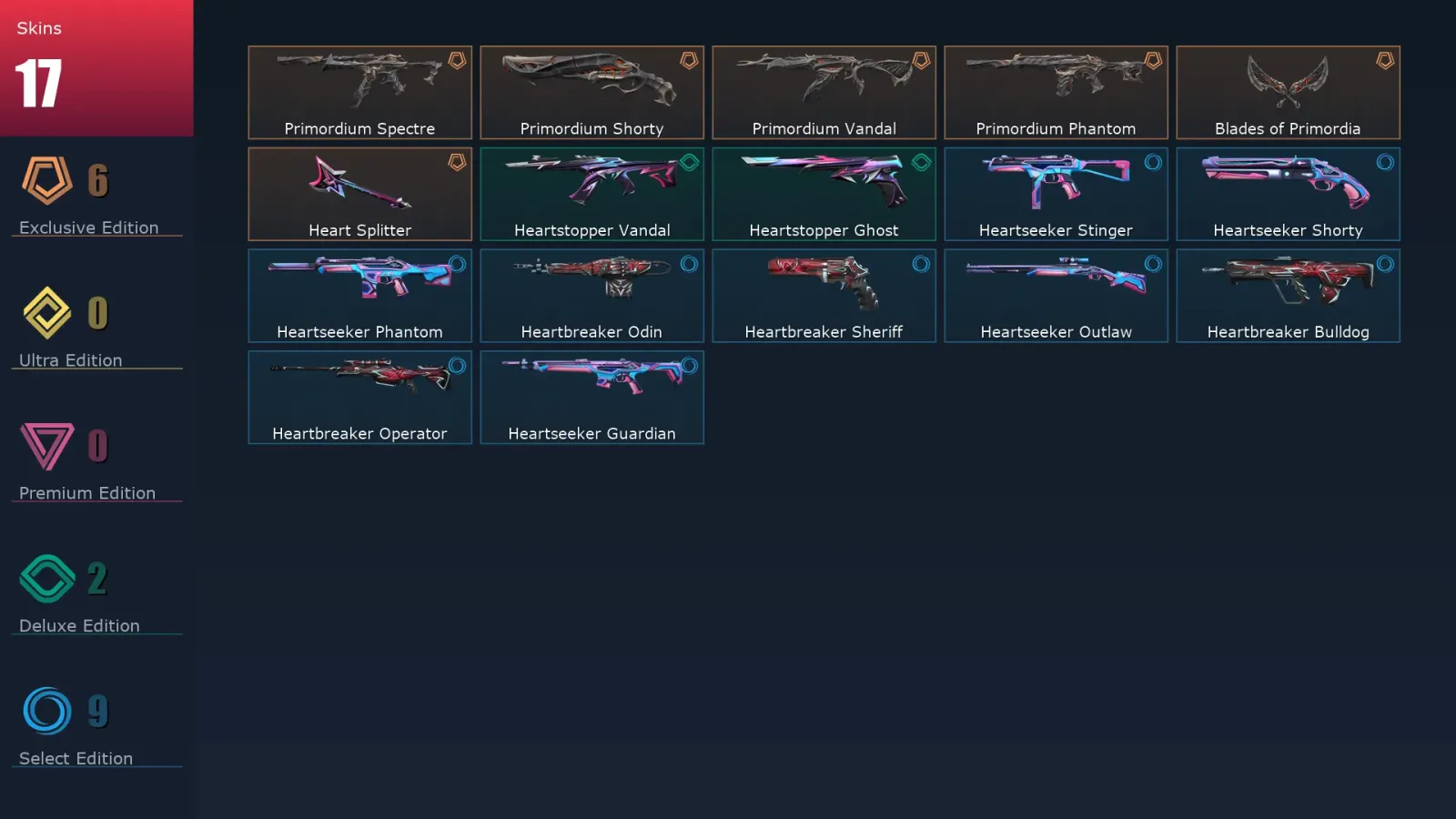 [Valorant] | EU | Level 1 | Immortal 1 | 26 Agents | 17 Skins