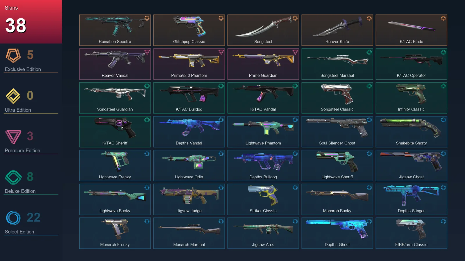 LA | Lv173 | Unranked | 38 Skin | 26 Agent | 72 Buddy — Valorant account