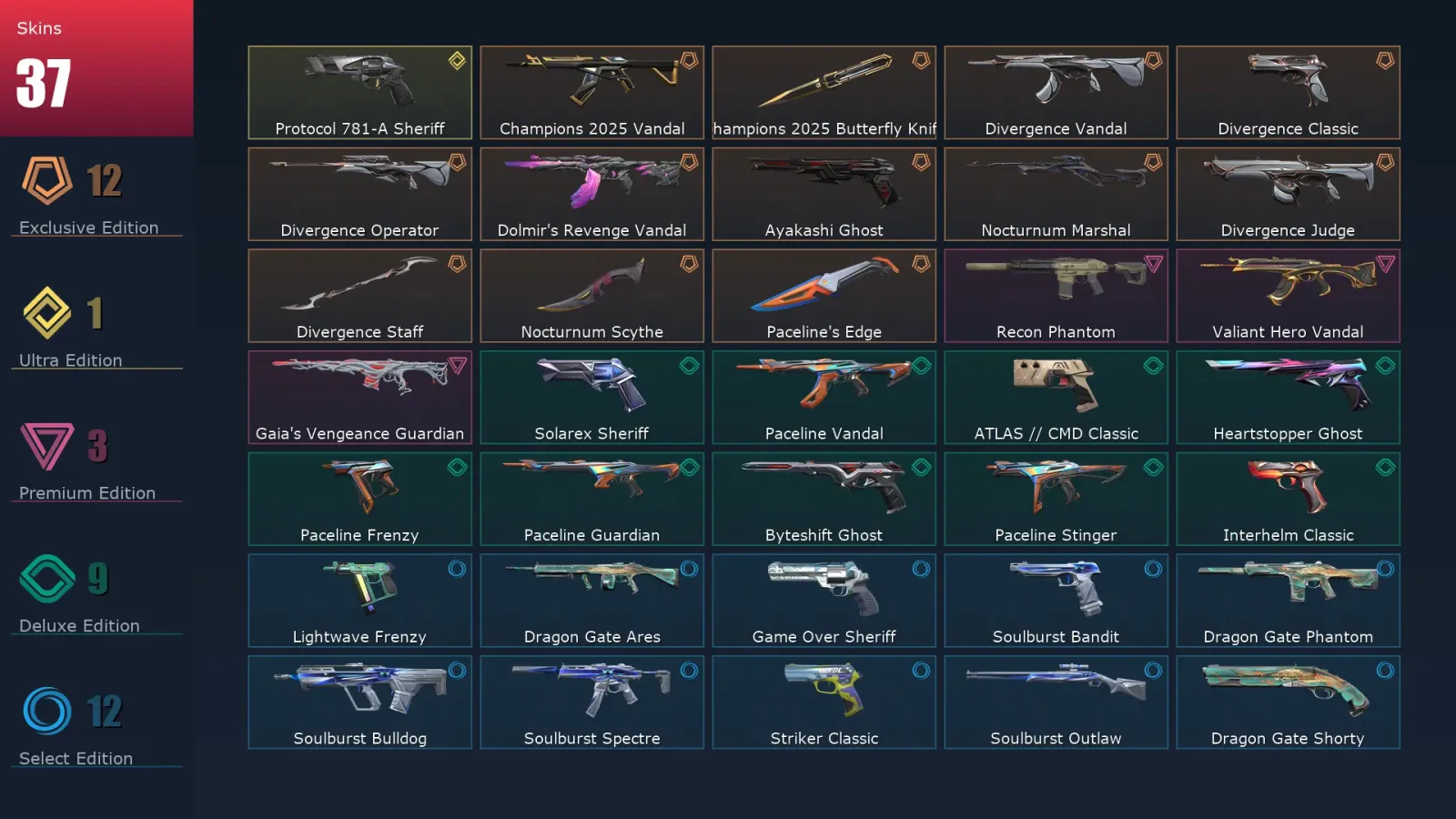 [Valorant] | EU | Level 202 | Ascendant 2 | 29 Agents | 37 Skins — Valorant account