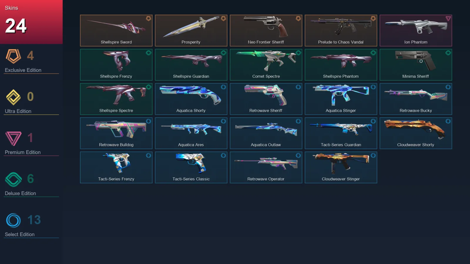 EU | Lv36 | Unranked | 24 Skin | 12 Agent | 22 Buddy