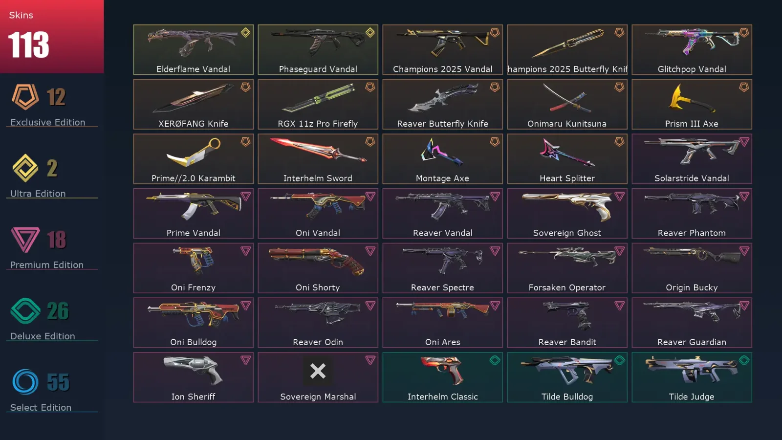[Valorant] | EU | Level 308 | 29 Agents | 113 Skins