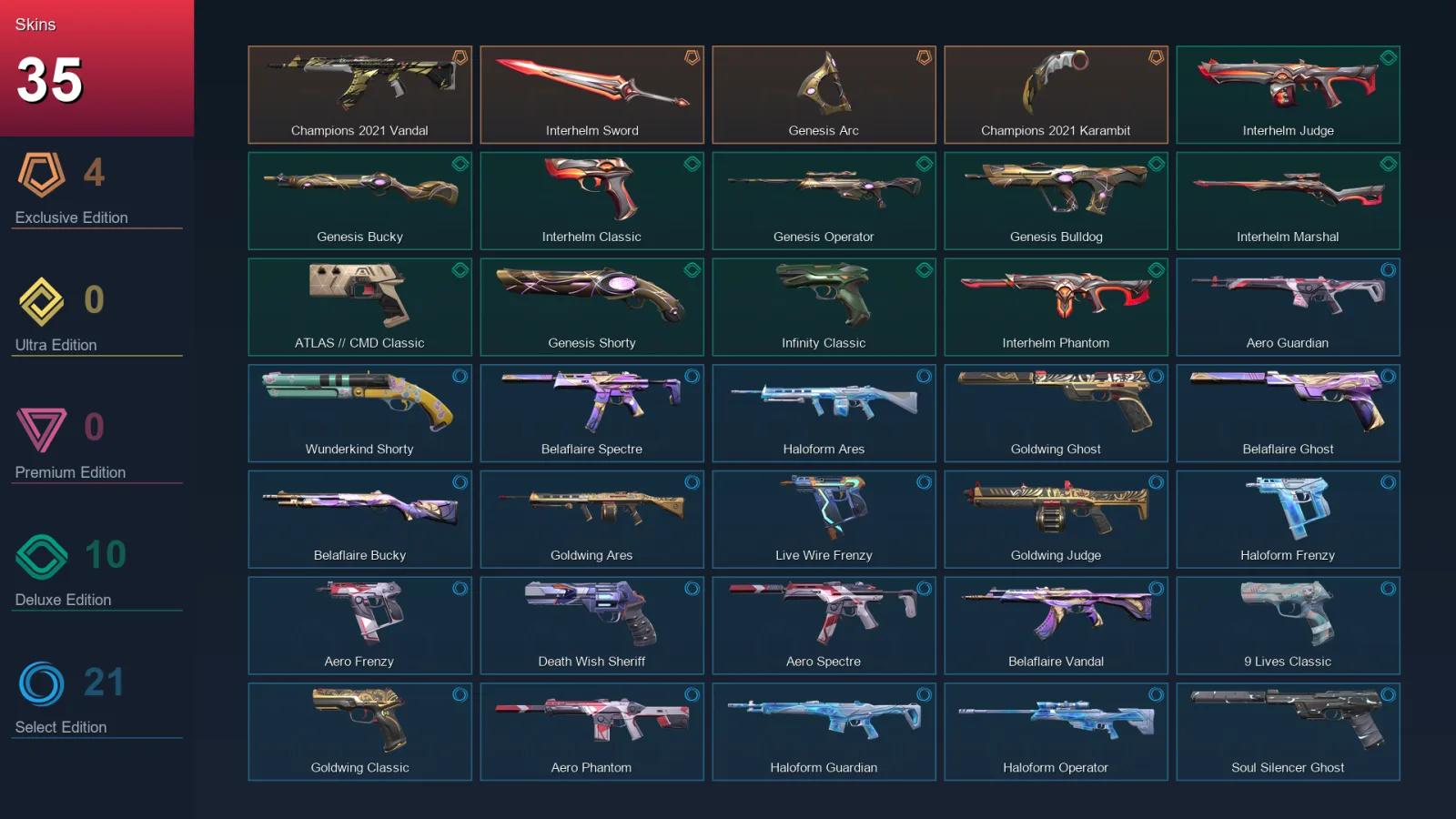 AP | Lv169 | Unranked | 35 Skin | 28 Agent | 86 Buddy