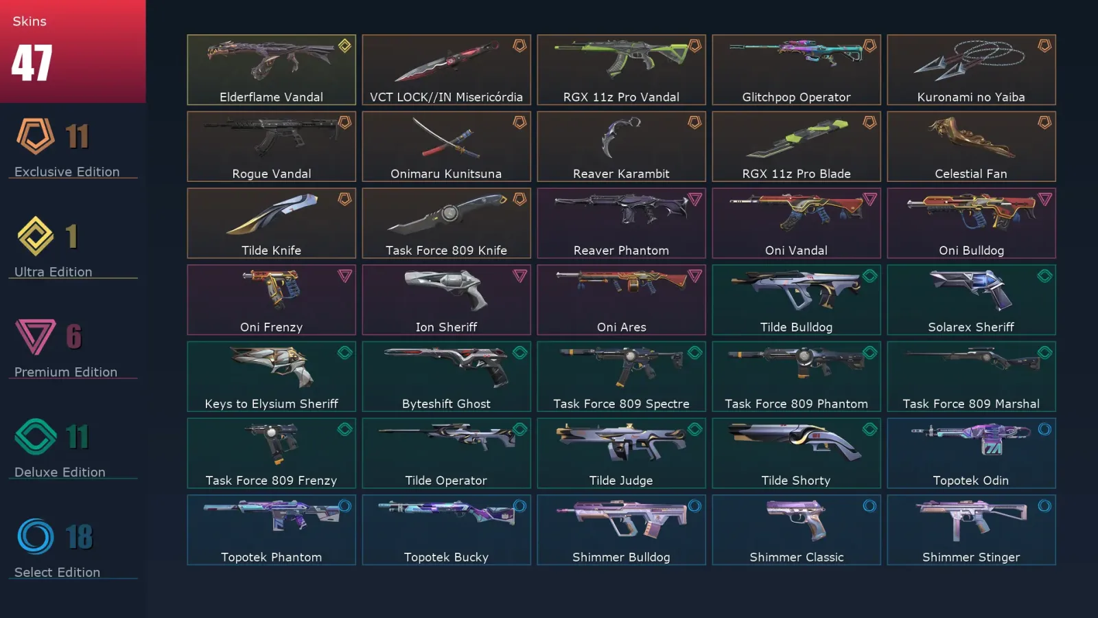 [Valorant] | EU | Level 146 | 29 Agents | 47 Skins — Signature Guardian