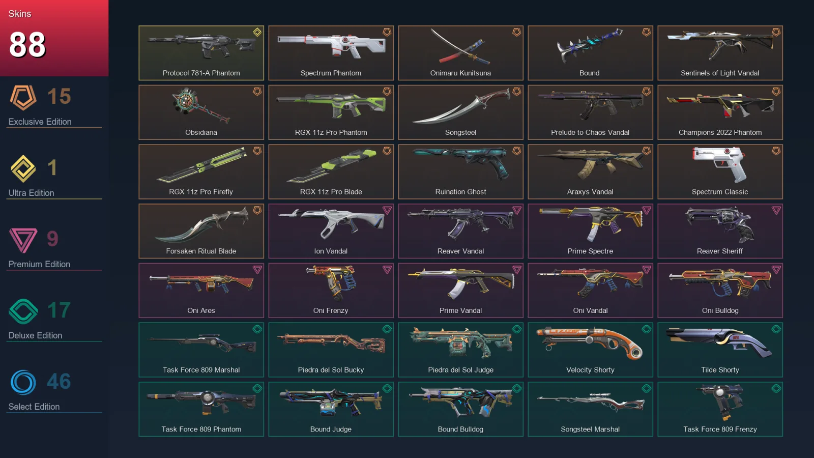 EU | Lv262 | Unranked | 88 Skin | 27 Agent | 131 Buddy — Valorant account