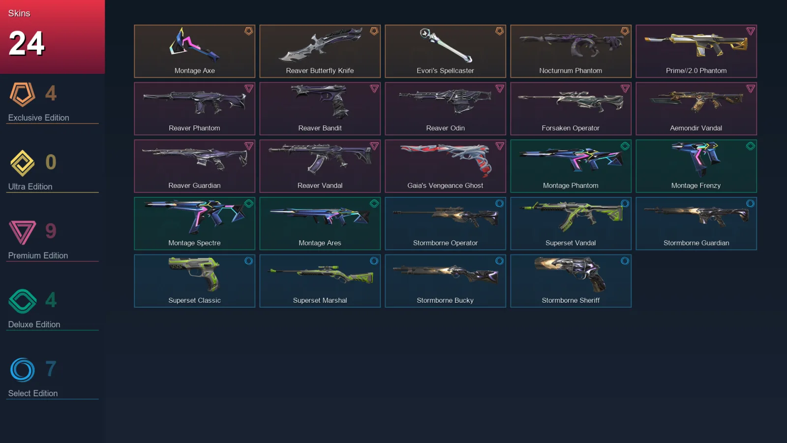 EU | Lv43 | Unranked | 24 Skin | 14 Agent | 18 Buddy