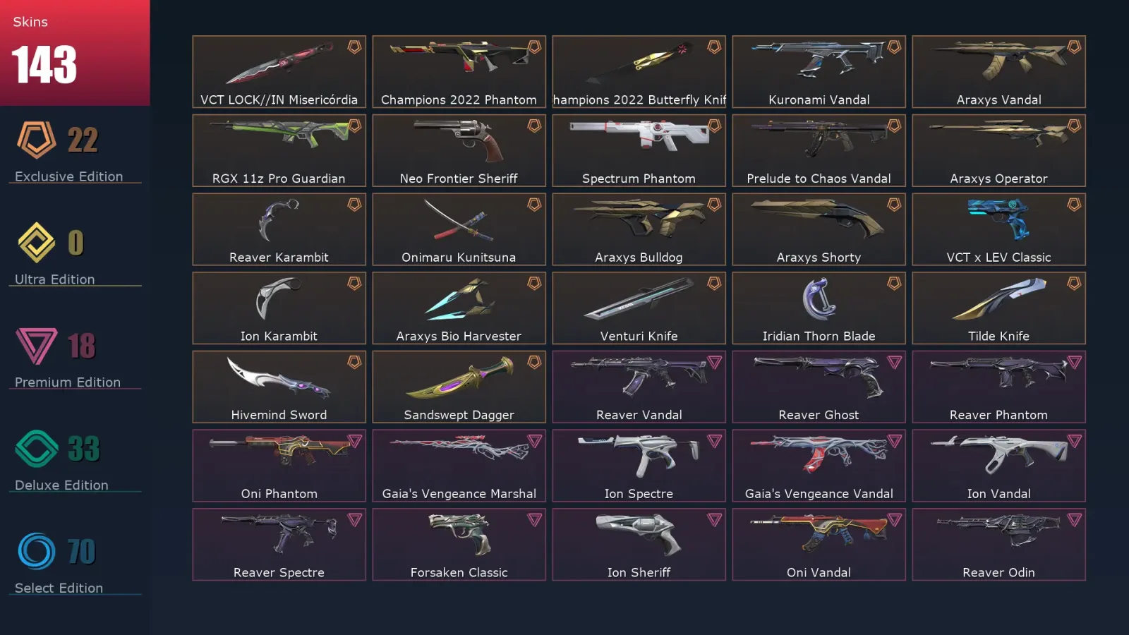 [Valorant] | EU | Level 250 | 26 Agents | 143 Skins — Valorant account