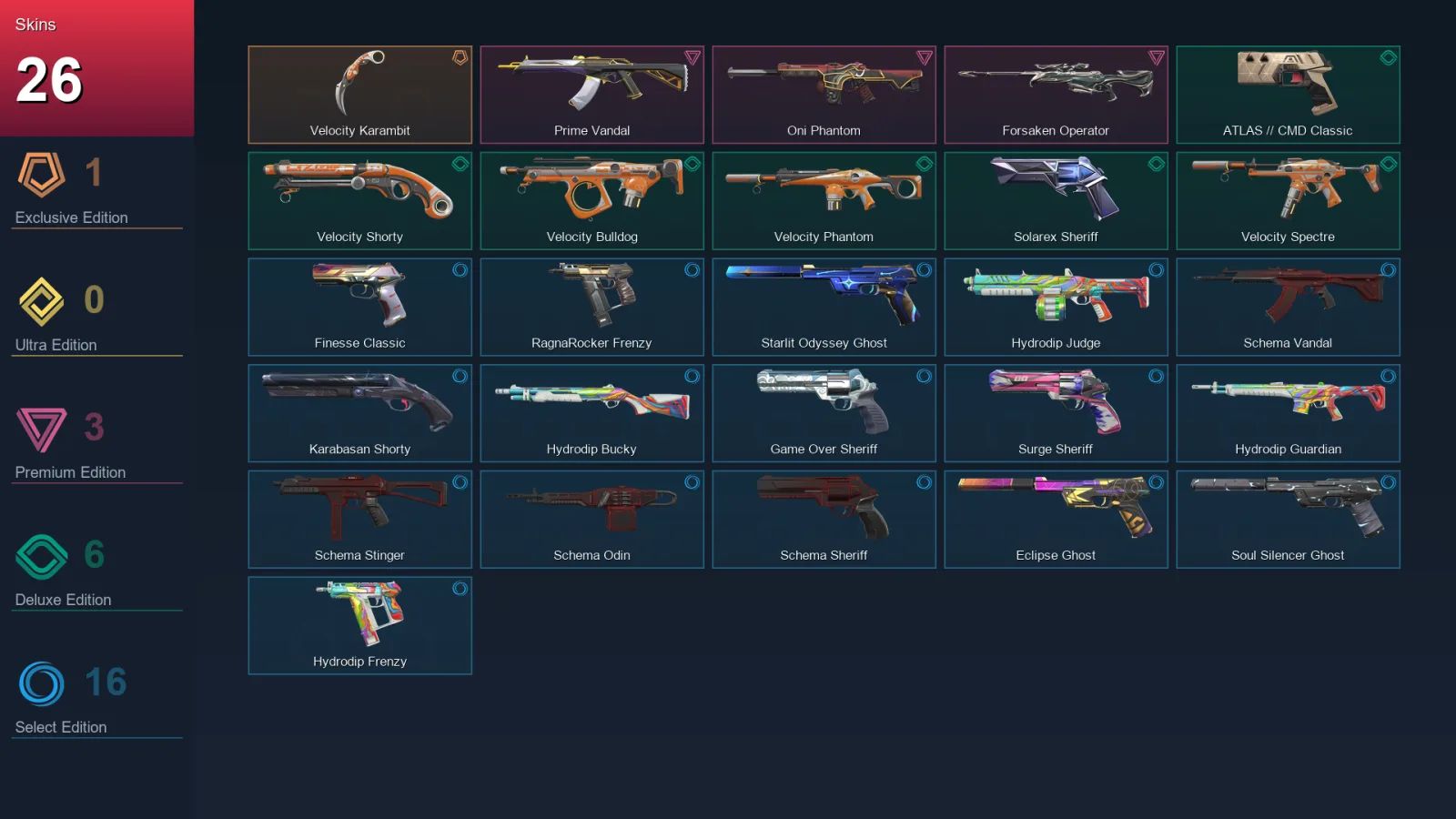 AP | Lv195 | Unranked | 26 Skin | 28 Agent | 81 Buddy — Valorant account
