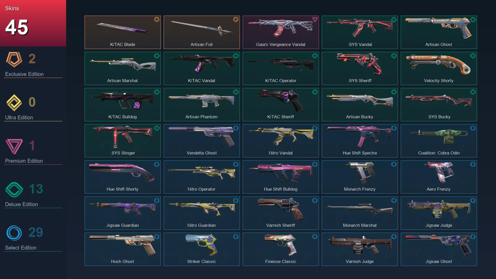 EU | Lv141 | Unranked | 45 Skin | 21 Agent | 59 Buddy