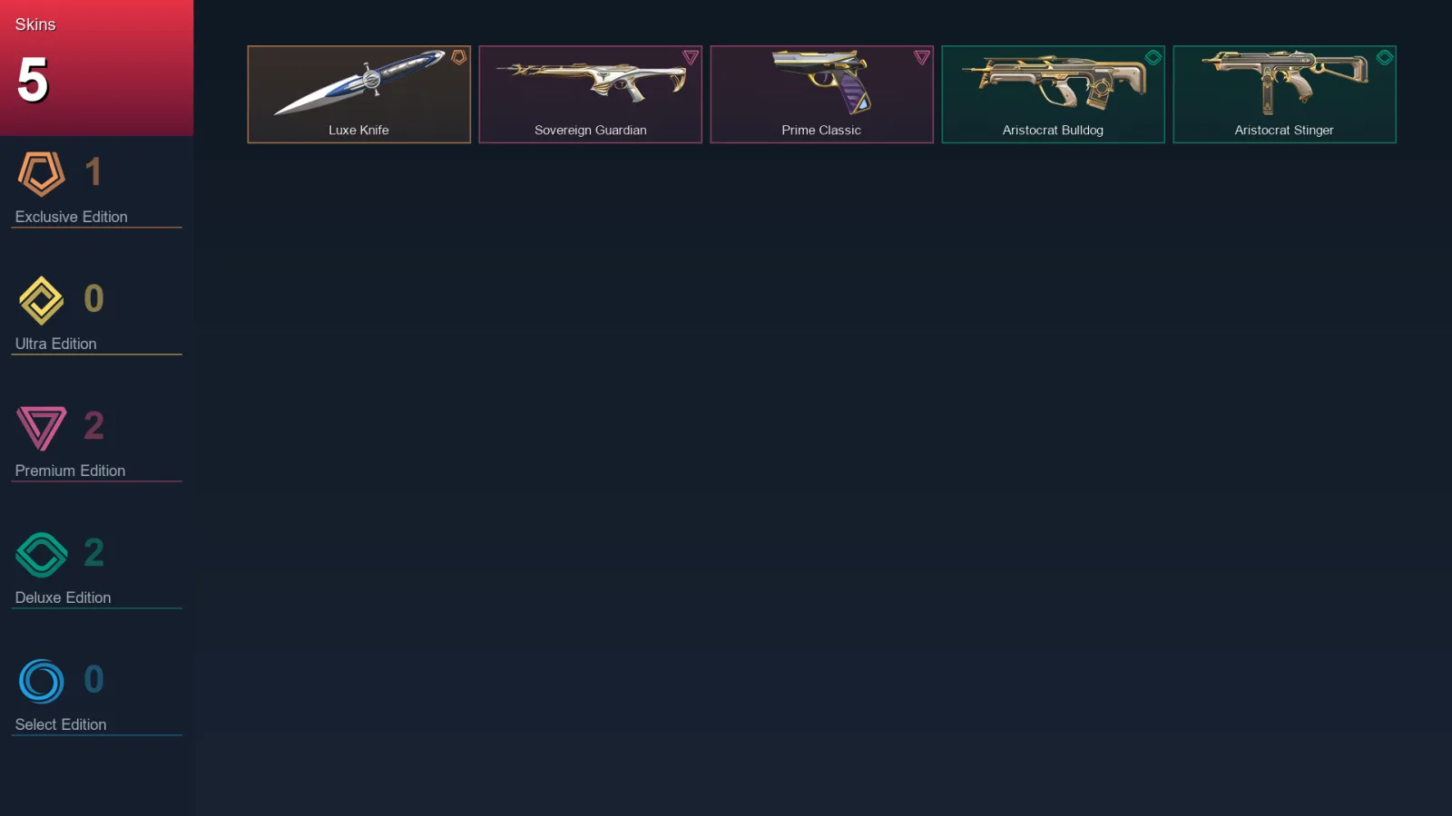 AP | Lv1 | Unranked | 5 Skin | 7 Agent | 5 Buddy