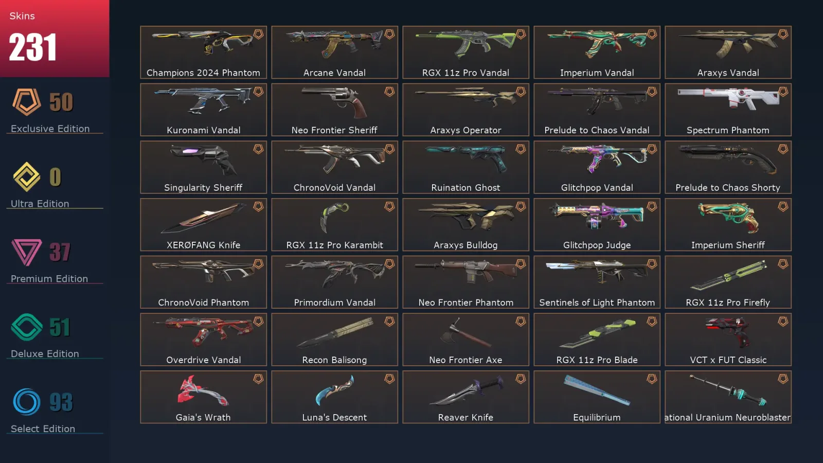 [Valorant] | EU | Level 232 | 28 Agents | 231 Skins — Valorant account