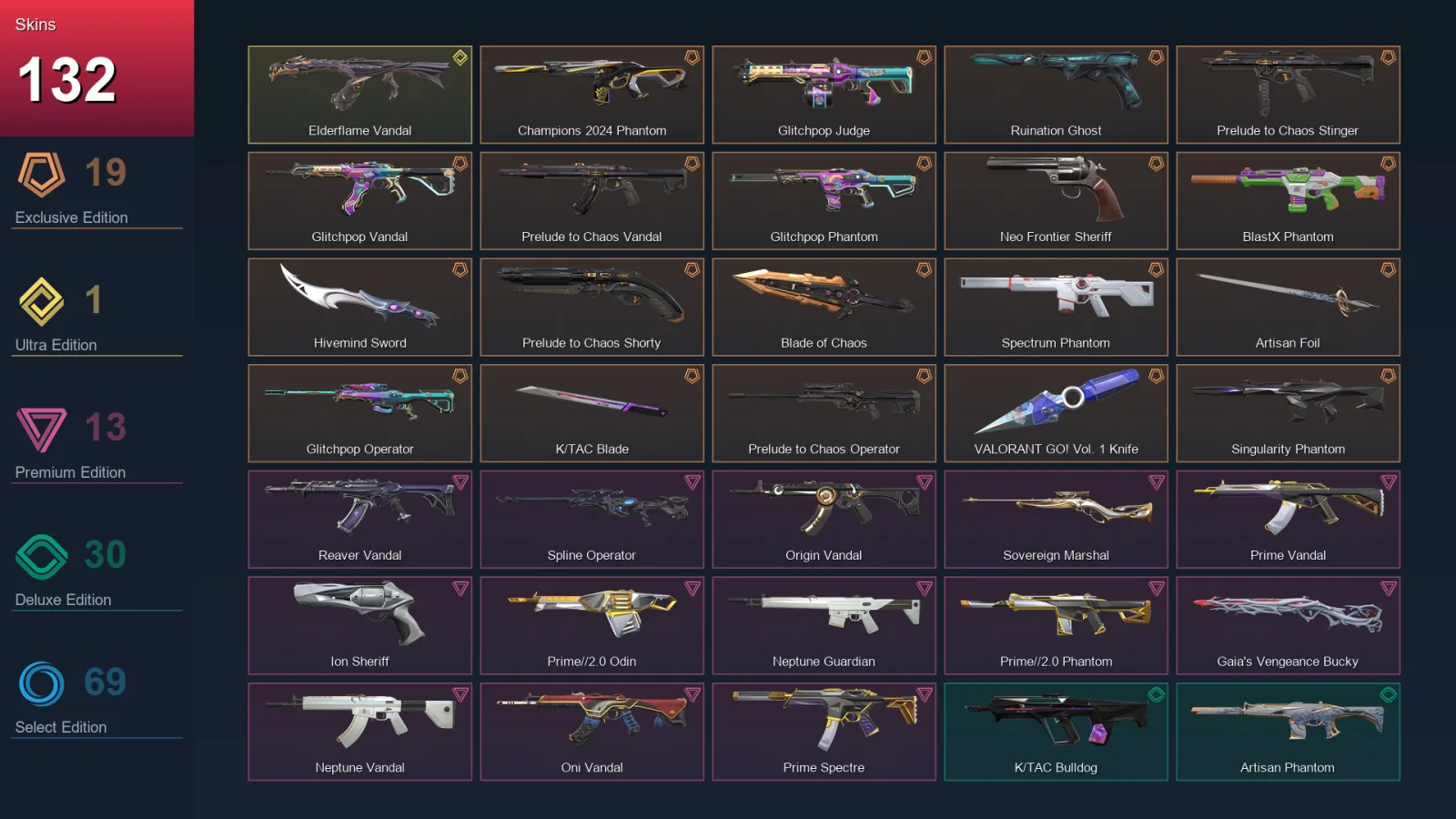 EU | Lv232 | Unranked | 132 Skin | 27 Agent | 132 Buddy