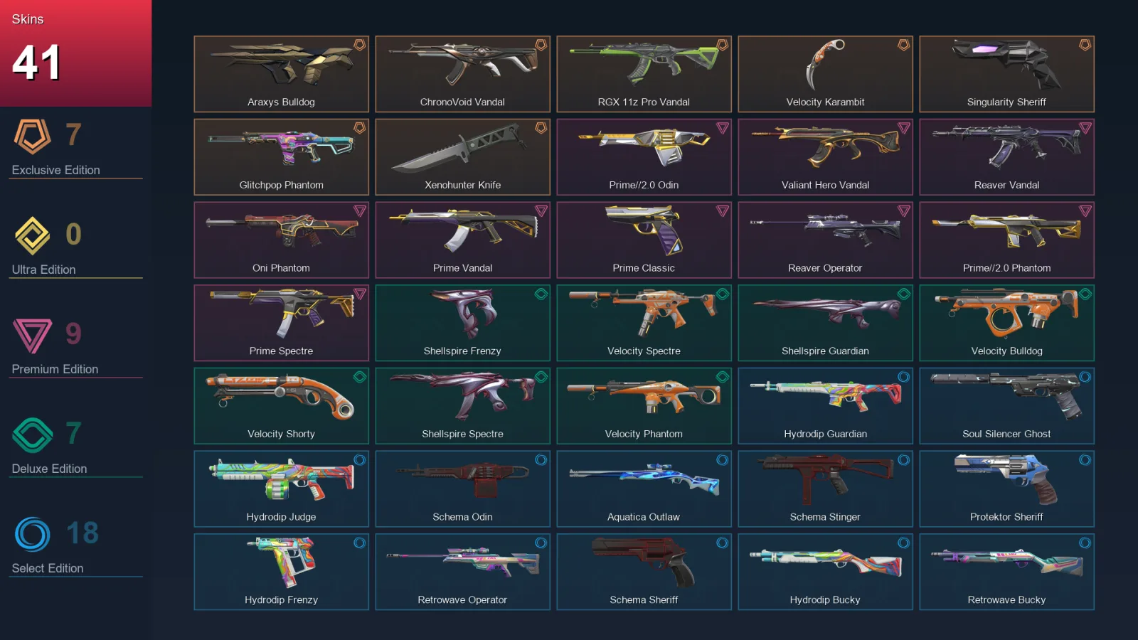 AP | Lv141 | Unranked | 41 Skin | 24 Agent | 62 Buddy