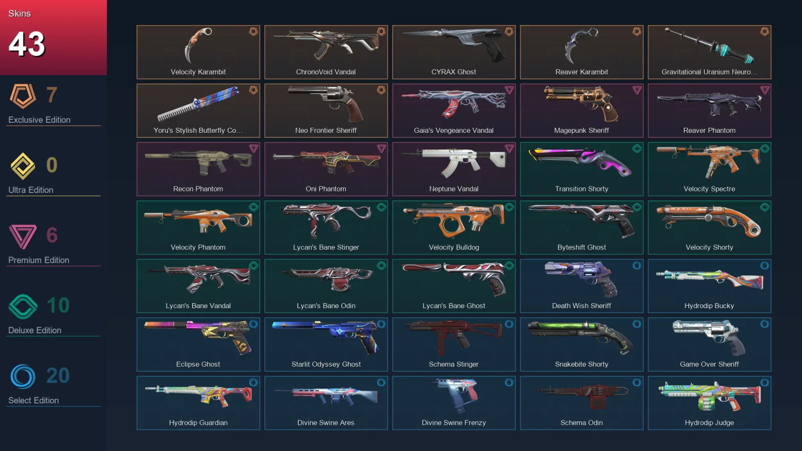 NA | Lv229 | Unranked | 43 Skin | 28 Agent | 91 Buddy — Unranked / Smurf Valorant