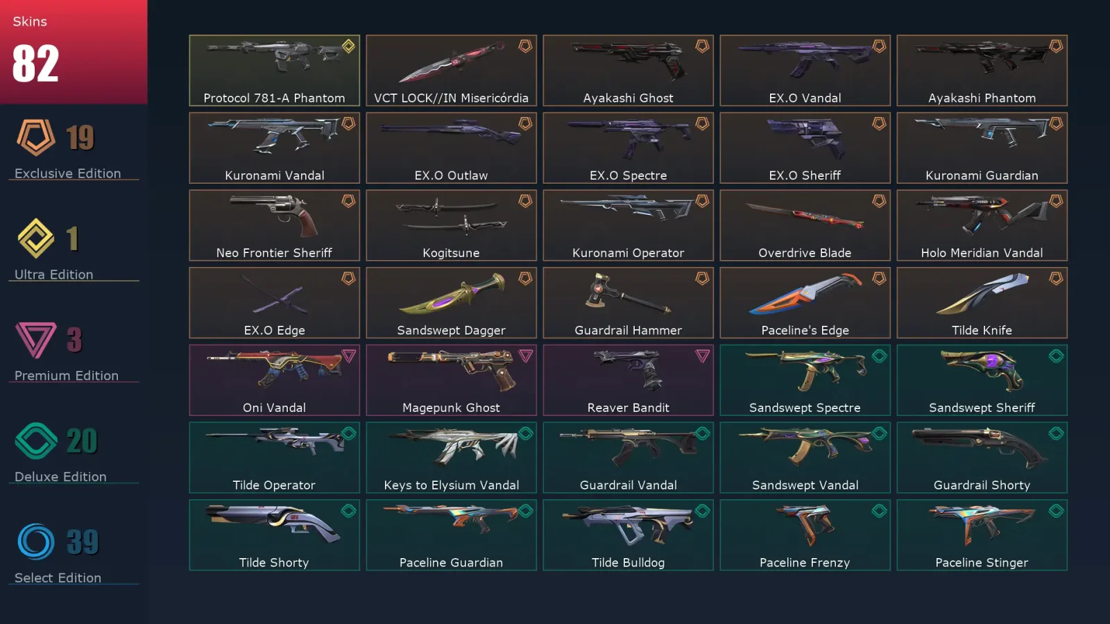 [Valorant] | EU | Level 209 | 29 Agents | 82 Skins — Valorant account
