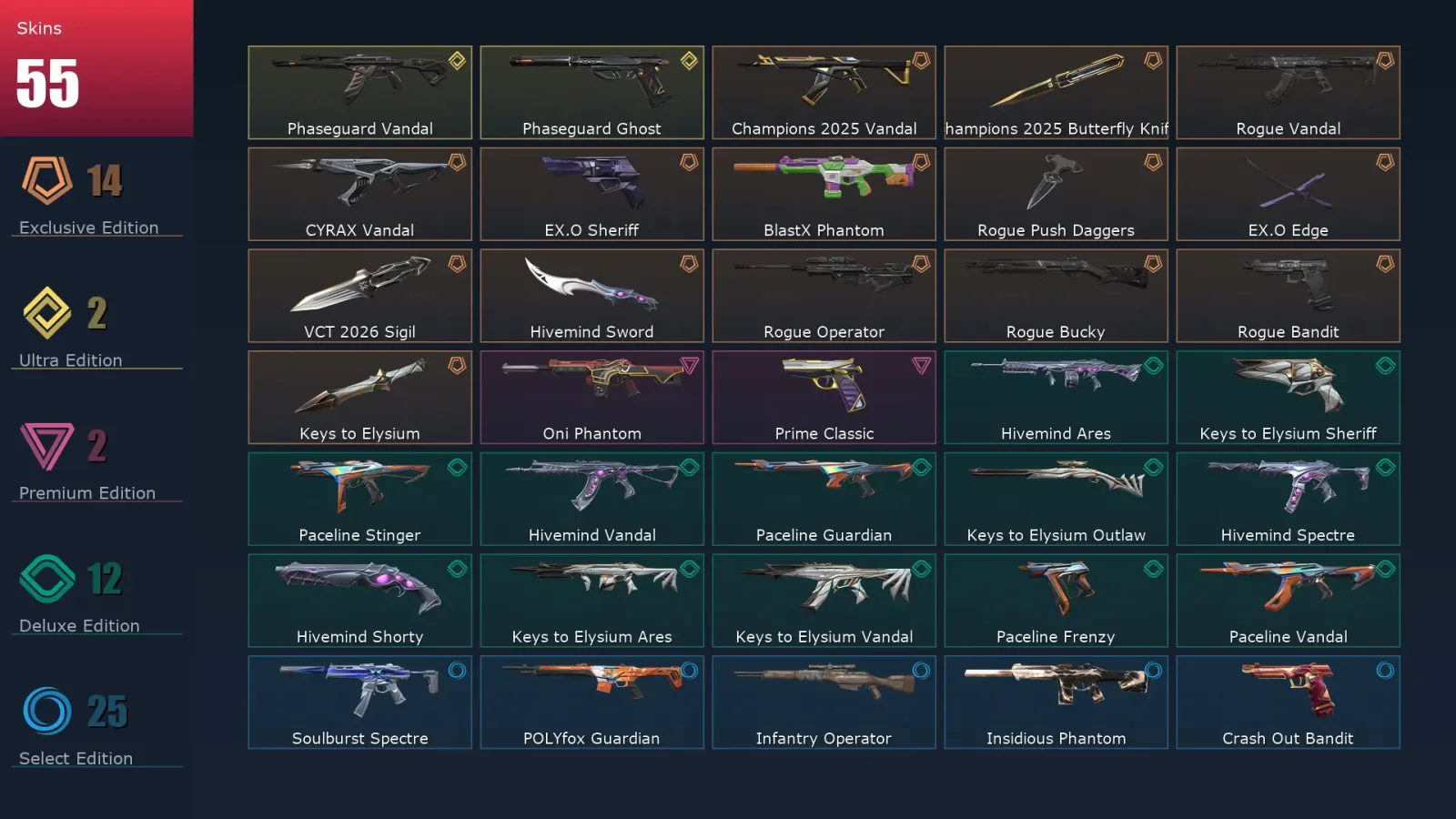 [Valorant] | EU | Level 60 | Platinum 2 | 20 Agents | 55 Skins — Valorant account