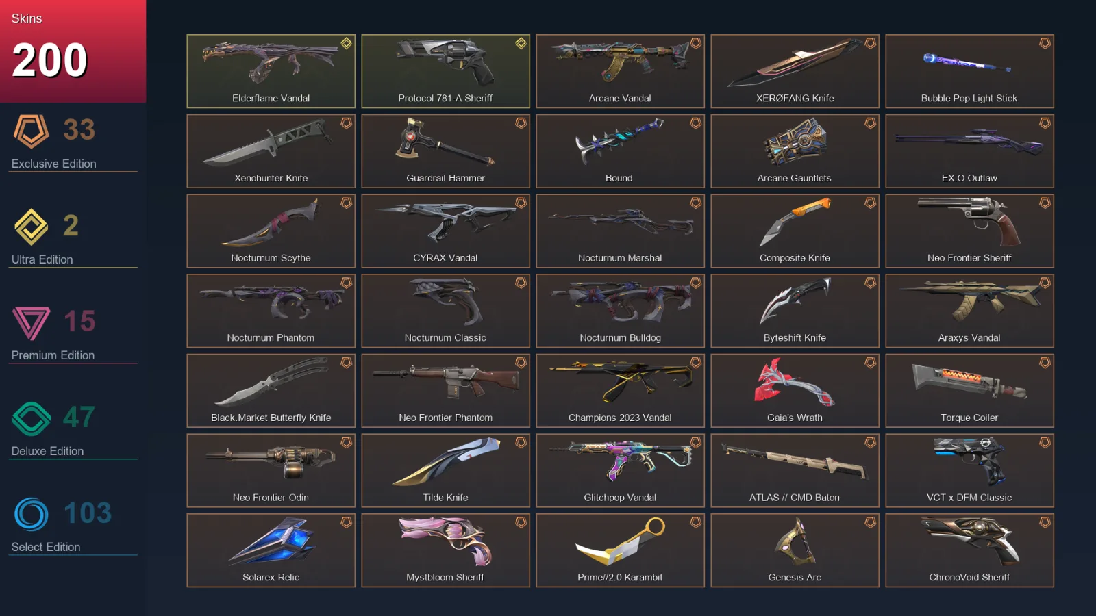 EU | Arcane Vandal | XERØFANG Knife | Bubble Pop Light Stick | Xenohunter Knife | 200 Skin | 29 Agent | 213 Buddy | Lv392