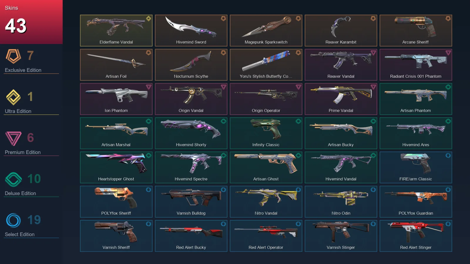 NA | Lv143 | Unranked | 43 Skin | 28 Agent | 87 Buddy — Valorant account