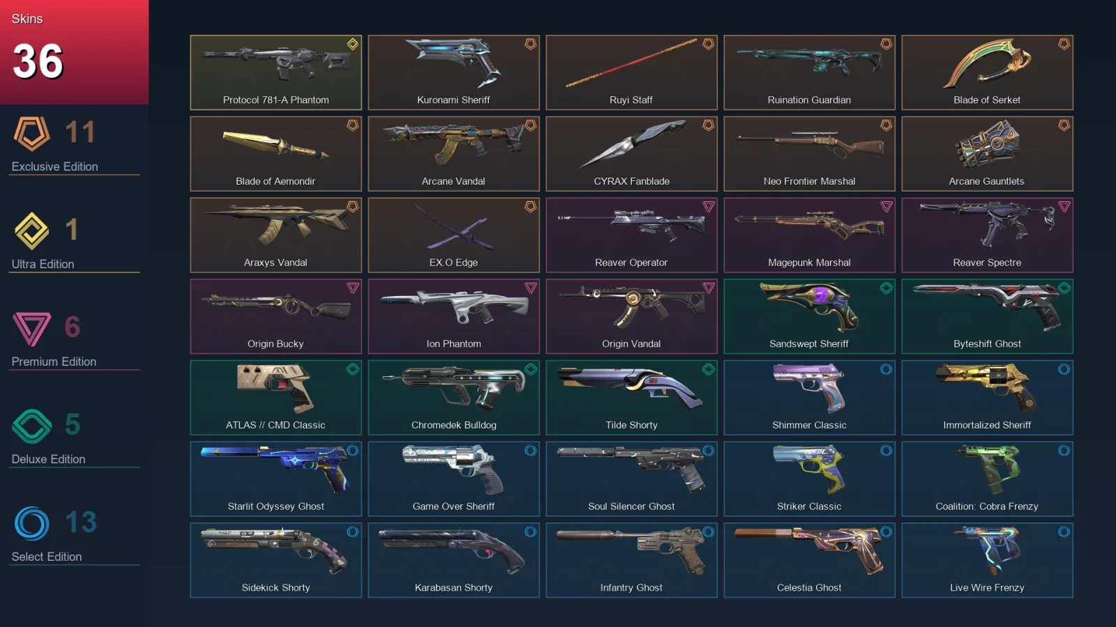 AP | Lv252 | Unranked | 36 Skin | 27 Agent | 91 Buddy