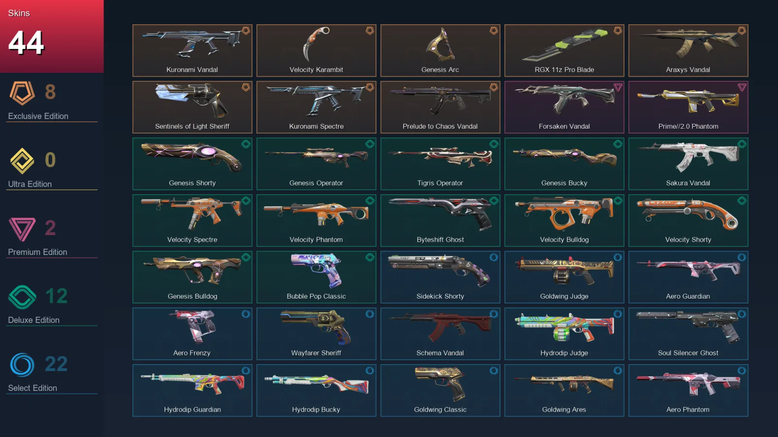 EU | Lv211 | Unranked | 44 Skin | 28 Agent | 107 Buddy