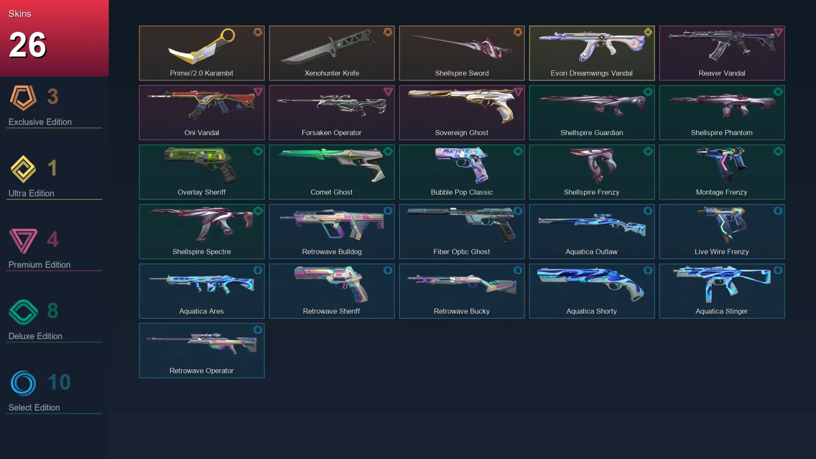 EU | Lv152 | Unranked | 26 Skin | 22 Agent | 56 Buddy
