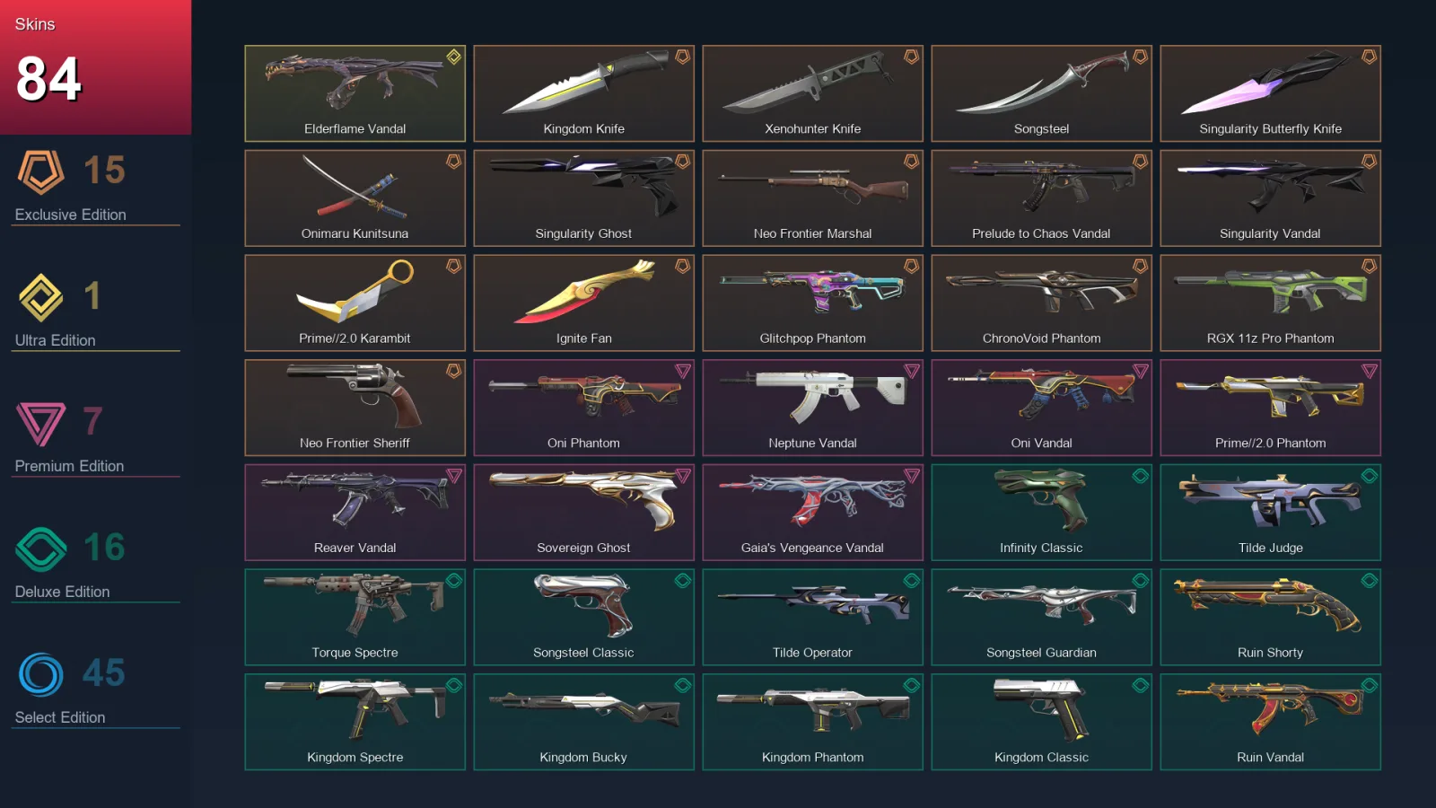 BR | Lv177 | Unranked | 84 Skin | 28 Agent | 140 Buddy — Valorant account