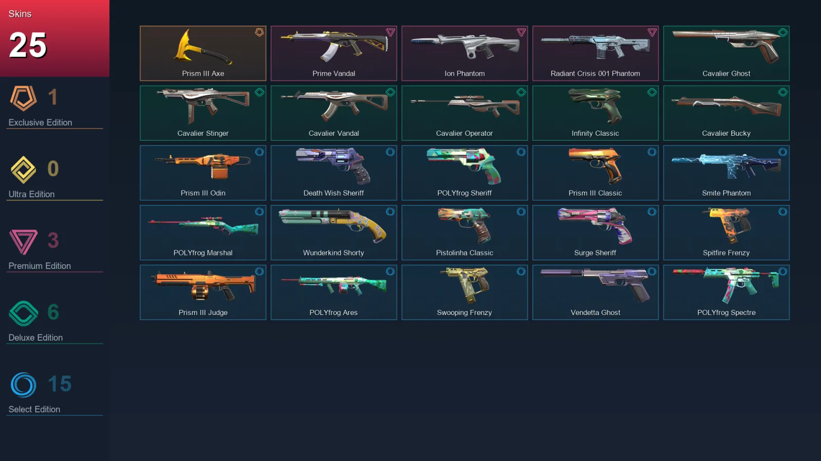AP | Lv142 | Unranked | 25 Skin | 25 Agent | 72 Buddy — Valorant account