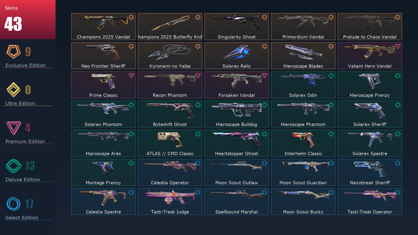 [Valorant] | EU | Level 172 | 29 Agents | 43 Skins