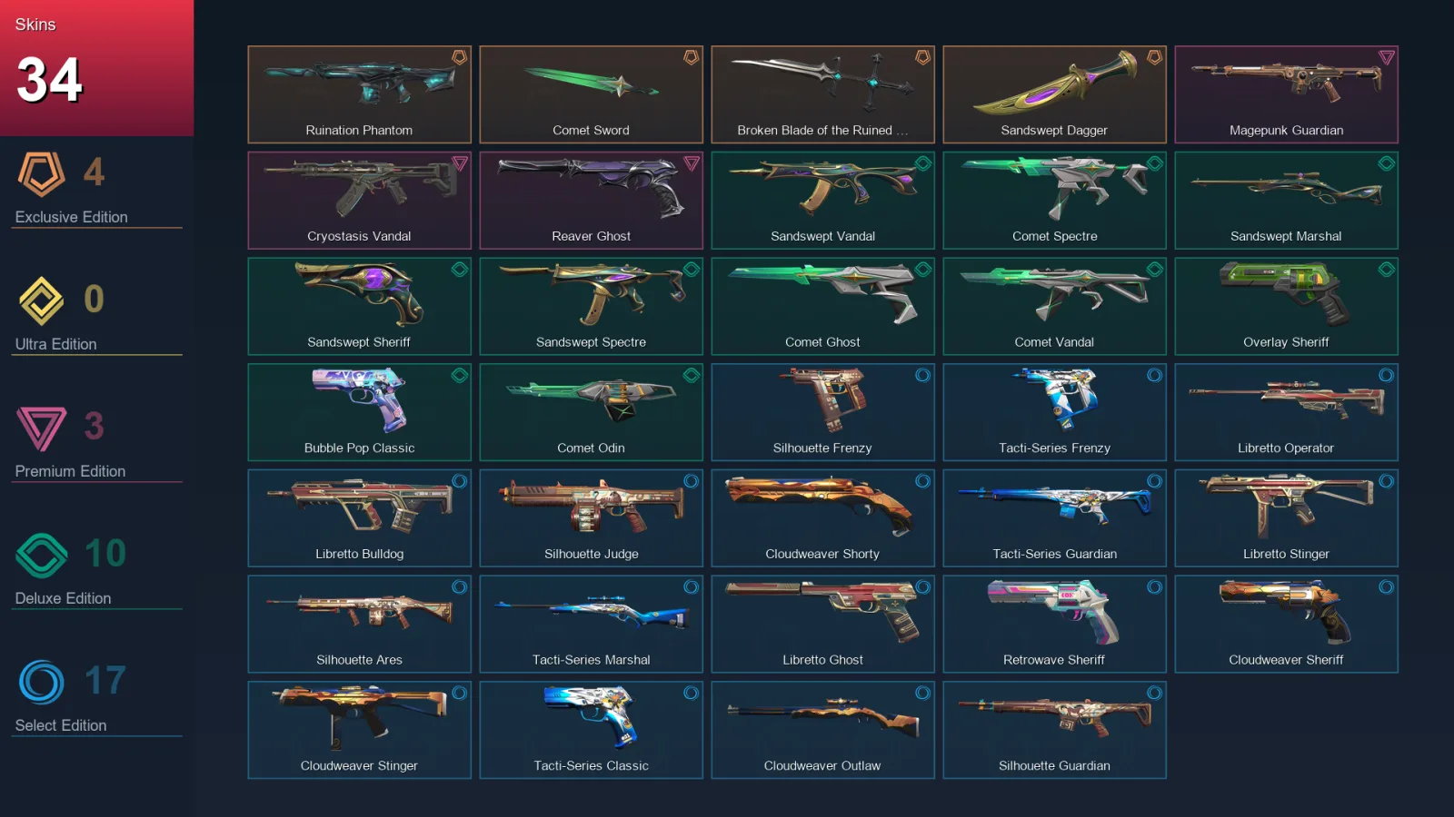LA | Lv119 | Unranked | 34 Skin | 27 Agent | 57 Buddy