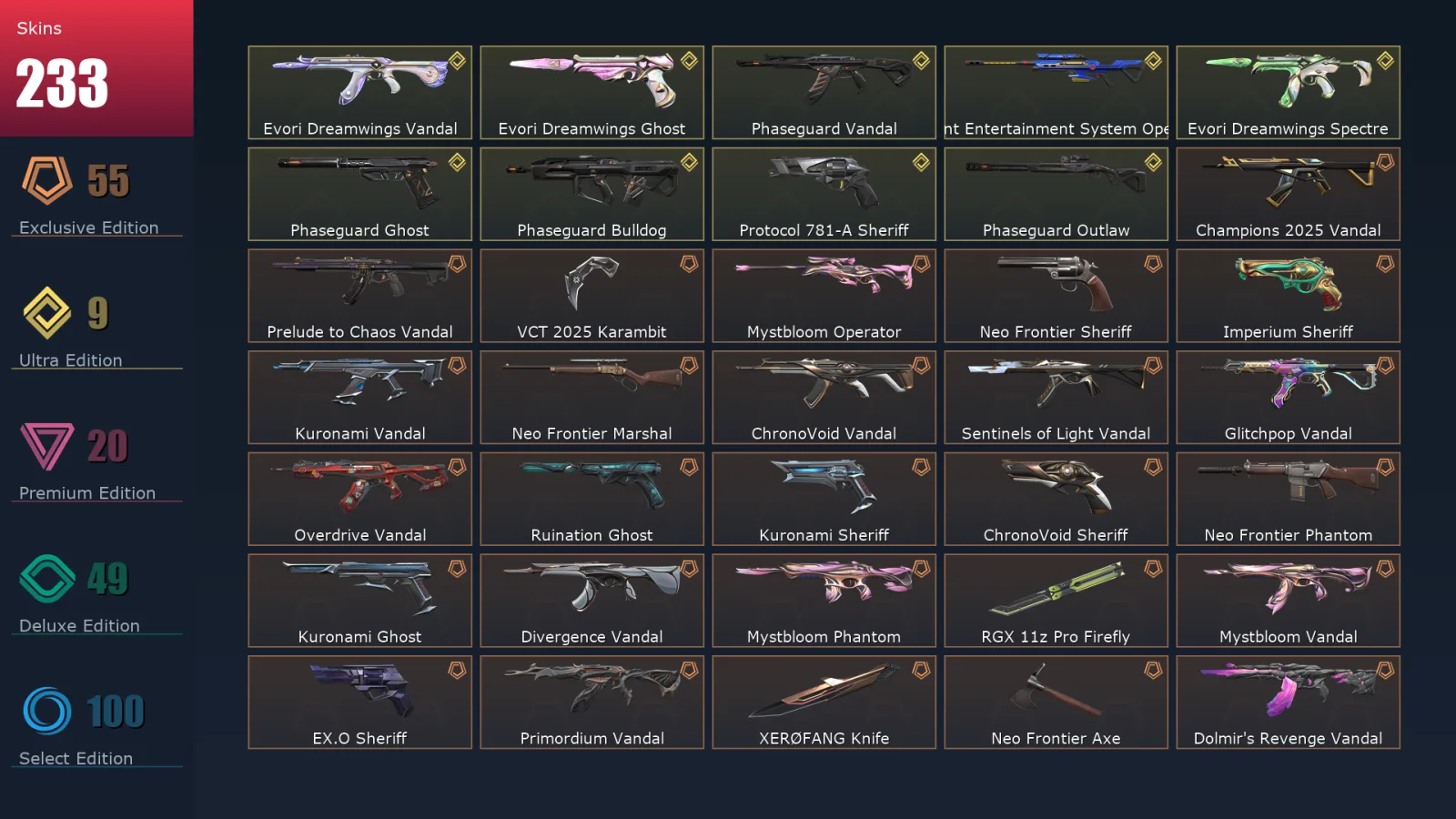 [Valorant] | EU | Level 366 | Platinum 2 | 29 Agents | 234 Skins