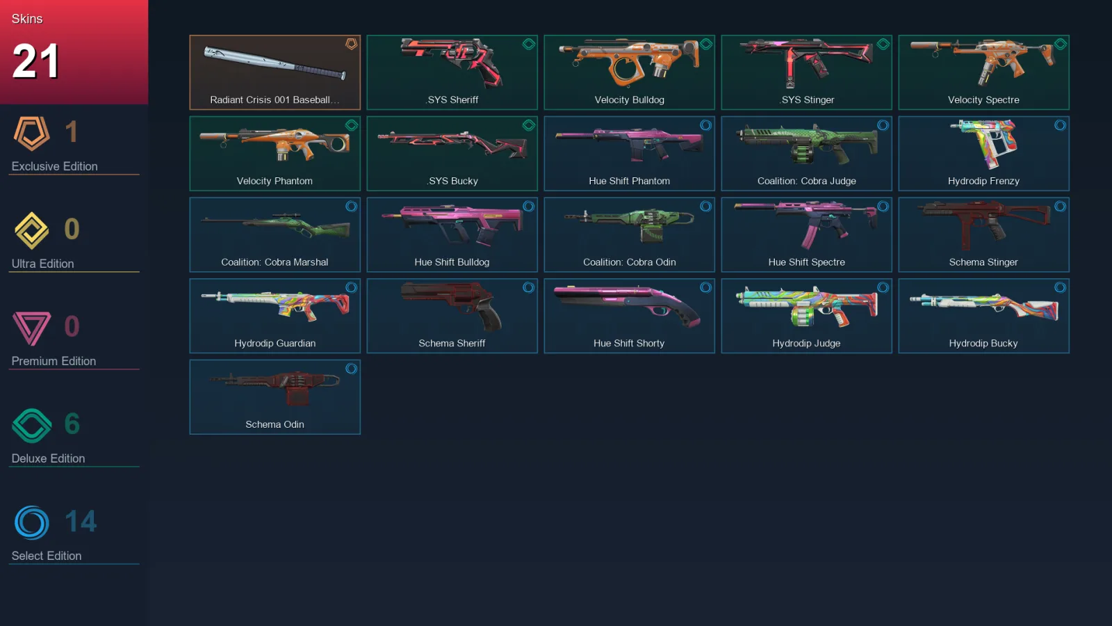 LA | Lv35 | Unranked | 21 Skin | 11 Agent | 20 Buddy