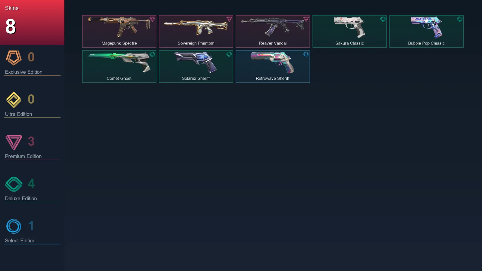 EU | Lv130 | Unranked | 8 Skin | 21 Agent | 41 Buddy