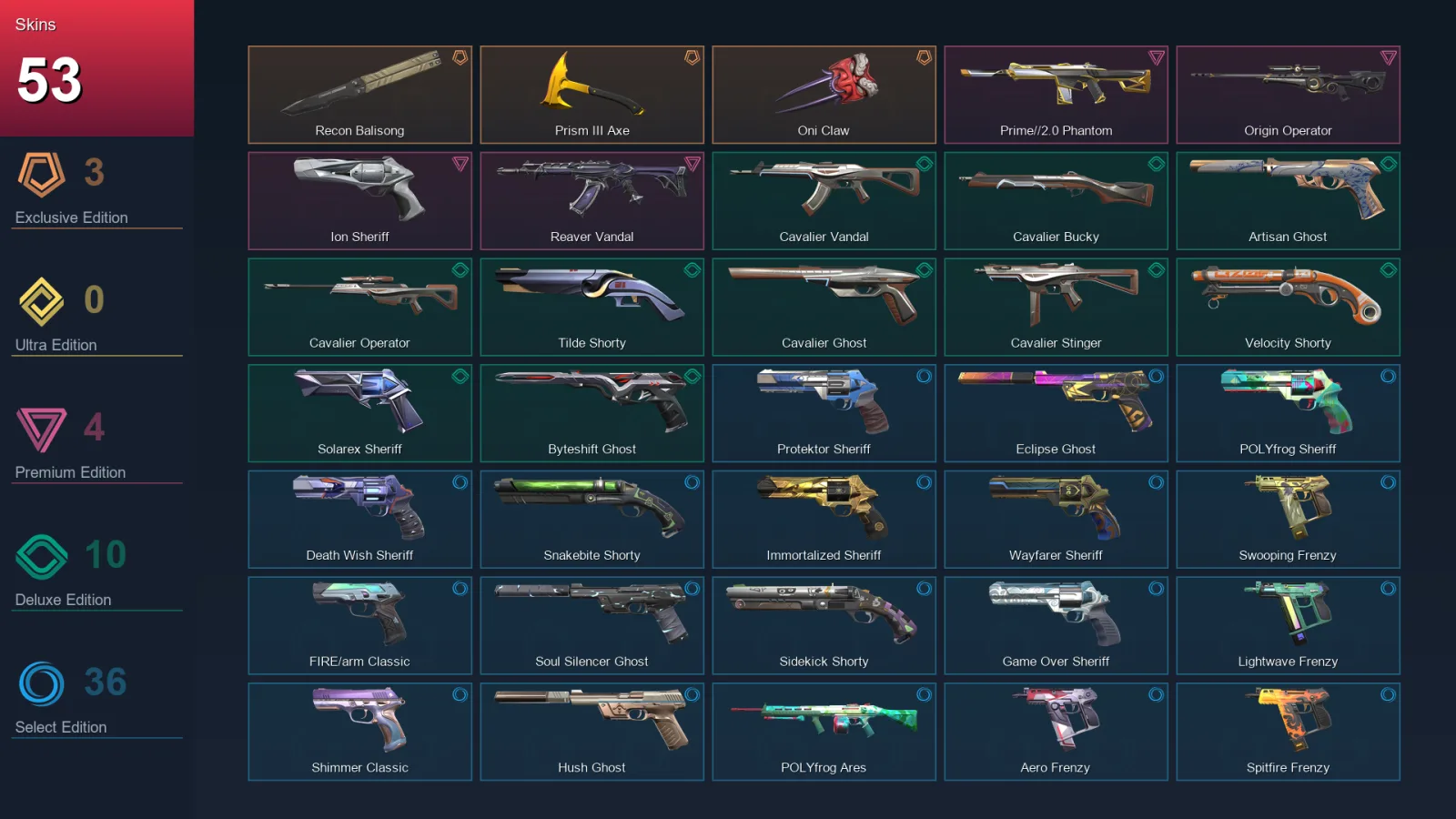 AP | Lv581 | Unranked | 53 Skin | 29 Agent | 140 Buddy — Valorant account