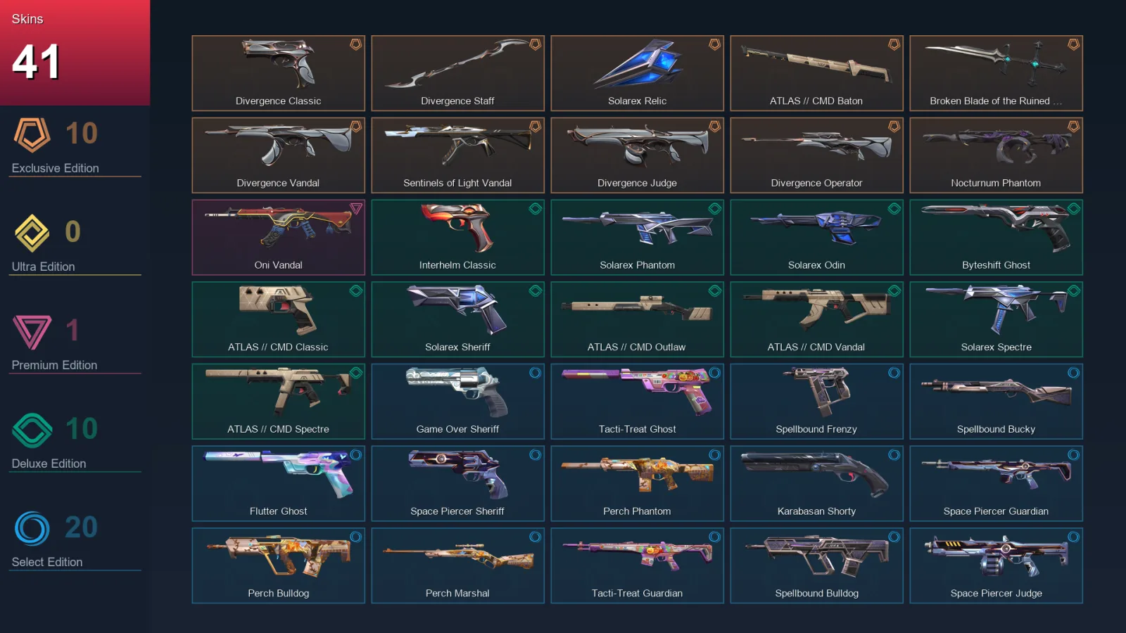 EU | Divergence Classic | Divergence Staff | Solarex Relic | ATLAS // CMD Baton | 41 Skin | 16 Agent | 53 Buddy | Lv114