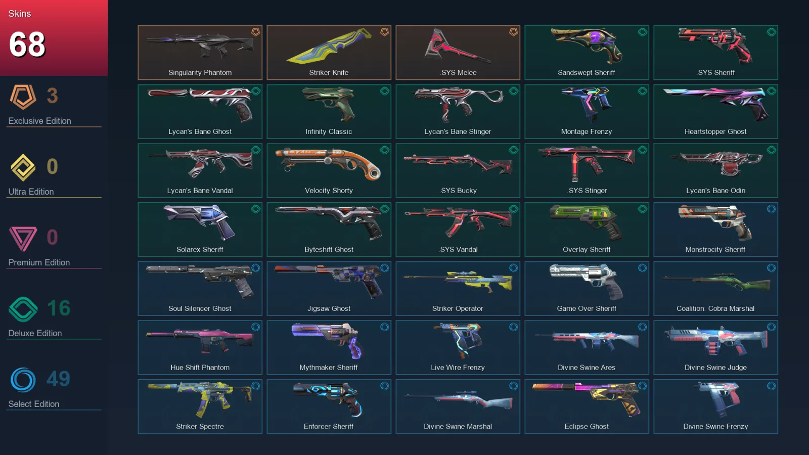 EU | Lv487 | Unranked | 68 Skin | 29 Agent | 158 Buddy — Valorant account