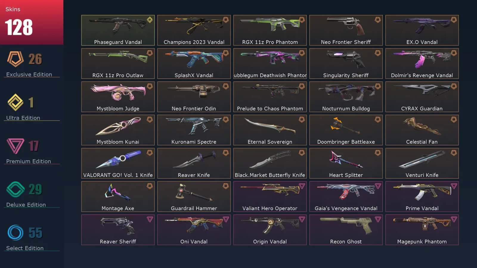 [Valorant] | EU | Level 357 | Platinum 2 | 29 Agents | 128 Skins — Valorant account