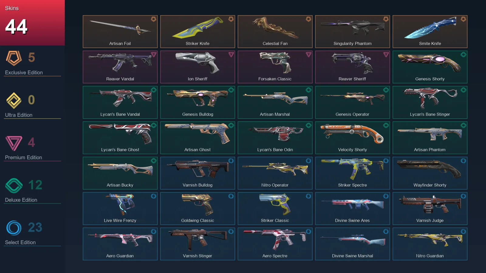 EU | Lv118 | Unranked | 44 Skin | 23 Agent | 76 Buddy