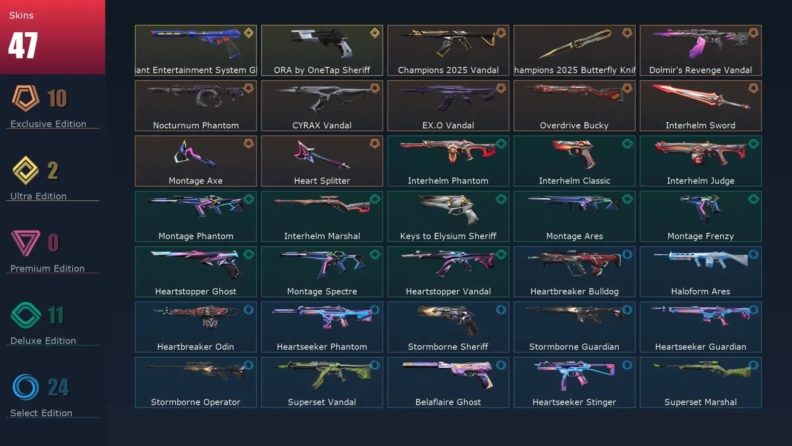 [Valorant] | EU | Level 106 | Diamond 1 | 28 Agents | 47 Skins