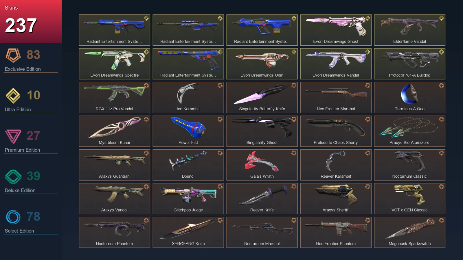 NA | Lv248 | Diamond I | 237 Skin | 27 Agent | 149 Buddy
