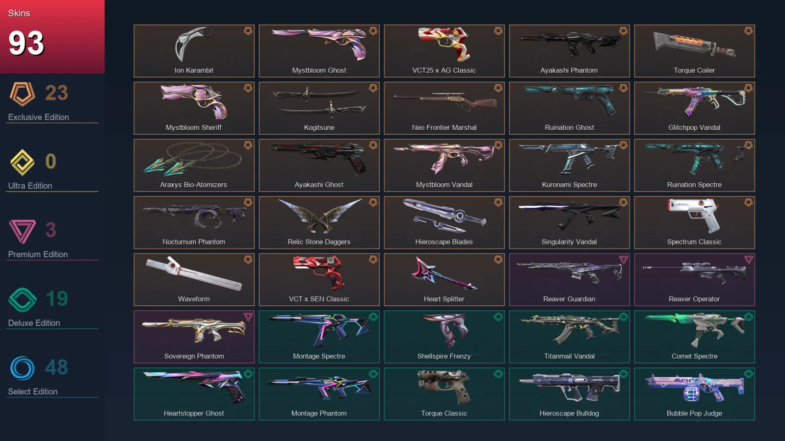 EU | Lv84 | Unranked | 93 Skin | 29 Agent | 66 Buddy — Valorant account