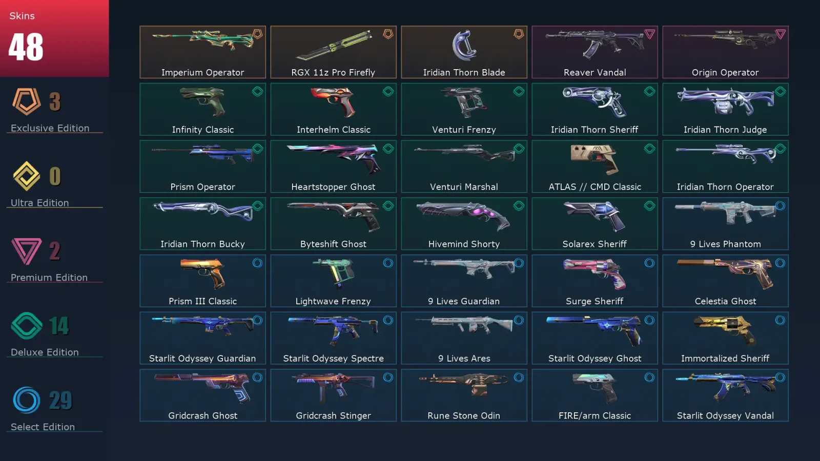[Valorant] | EU | Level 355 | Gold 2 | 29 Agents | 48 Skins — Gold Valorant