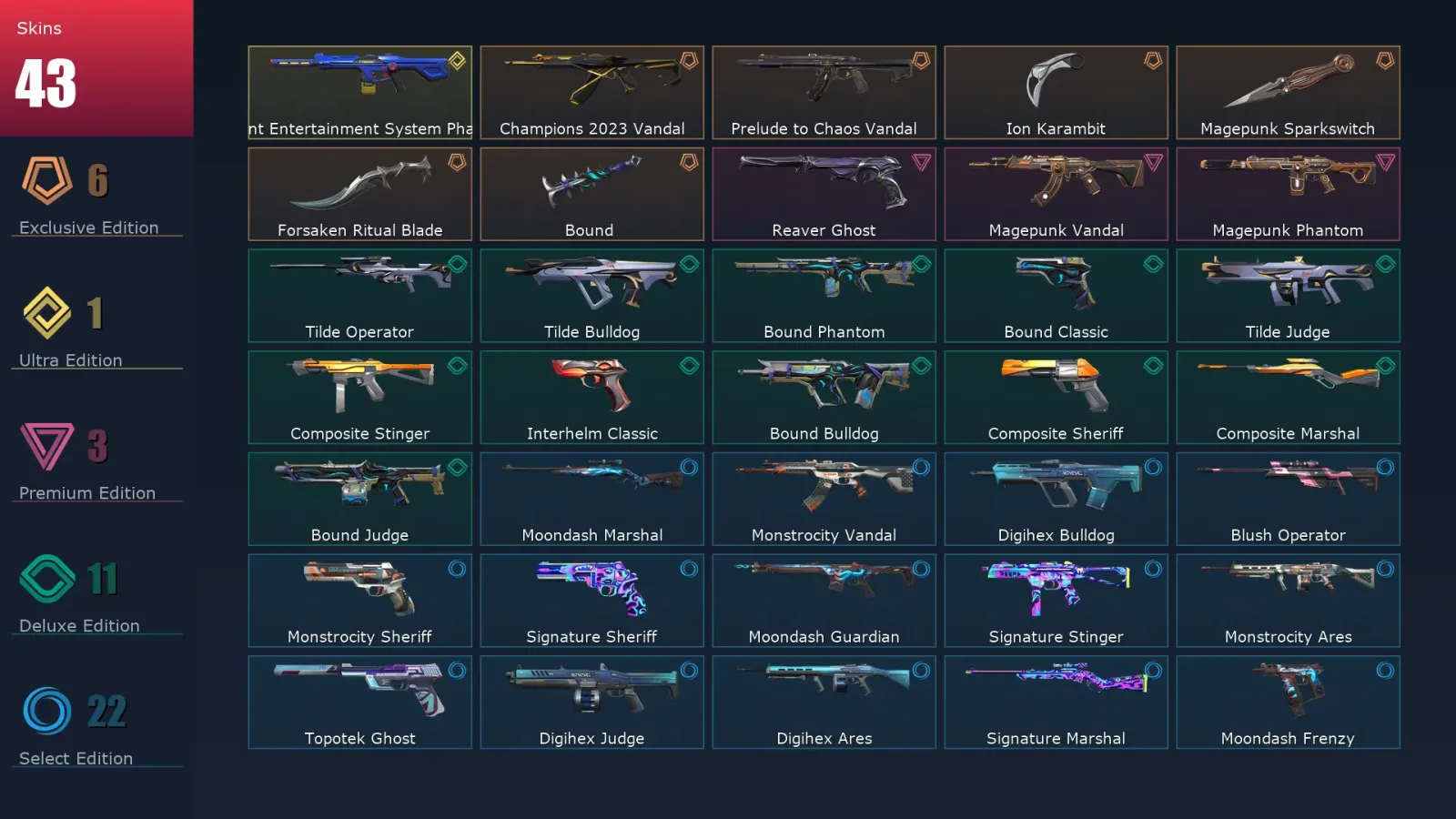 [Valorant] | EU | Level 69 | 26 Agents | 43 Skins