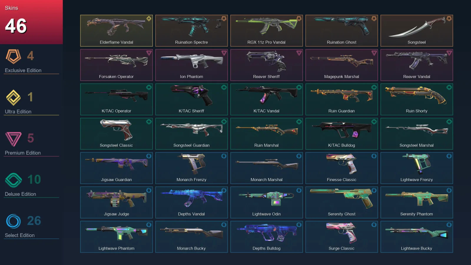EU | Ruination Spectre | RGX 11z Pro Vandal | Ruination Ghost | Songsteel | 46 Skin | 13 Agent | 63 Buddy | Lv90
