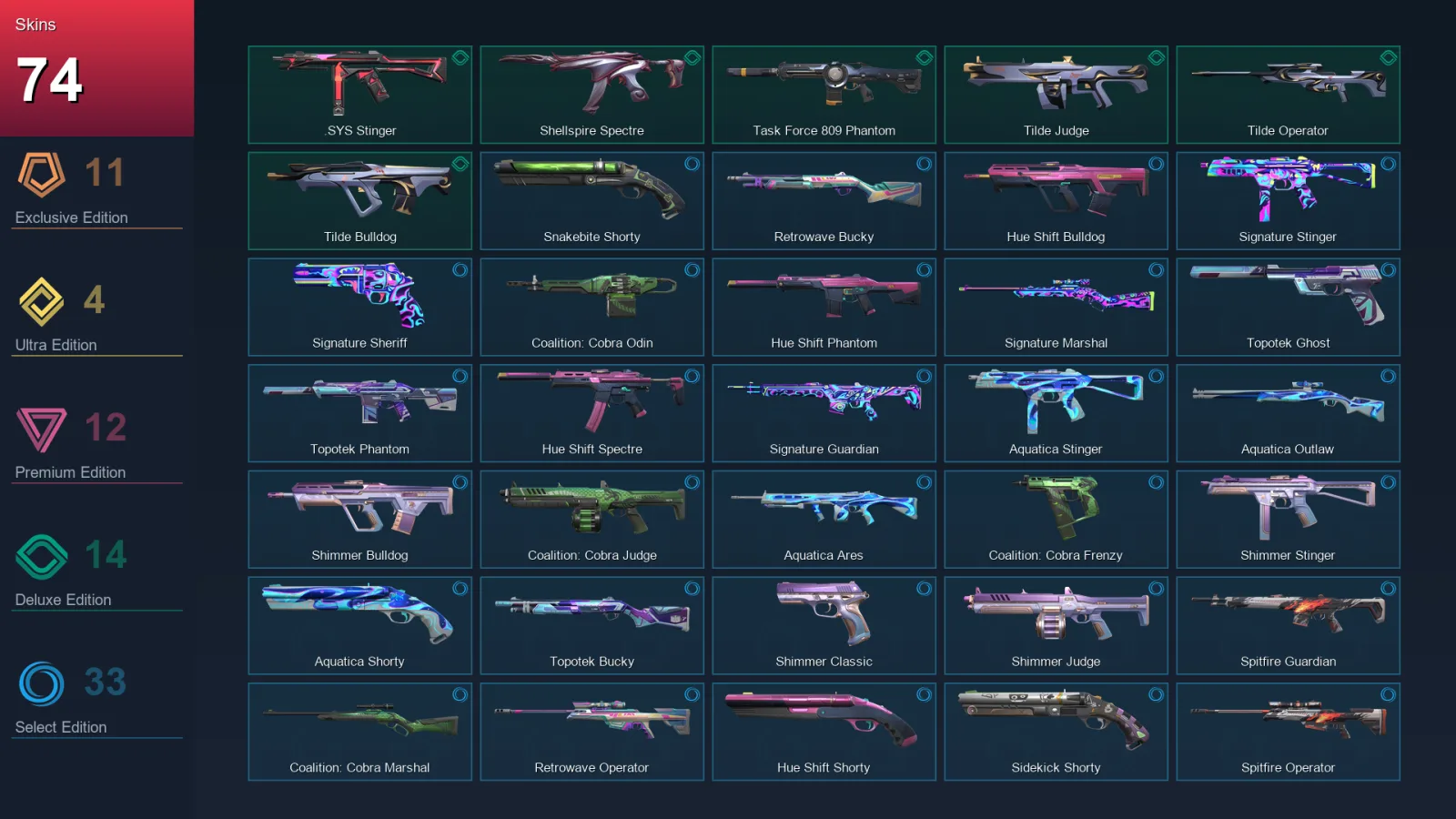 EU | Lv126 | Unranked | 74 Skin | 27 Agent | 81 Buddy