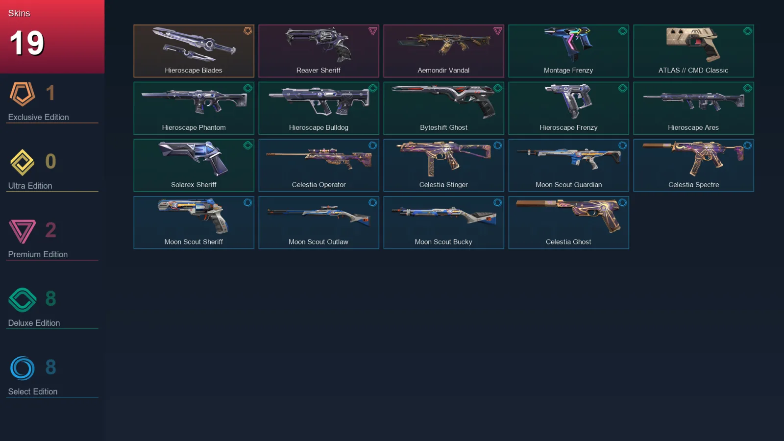 EU | Lv89 | Bronze I | 19 Skin | 26 Agent | 36 Buddy — Valorant account