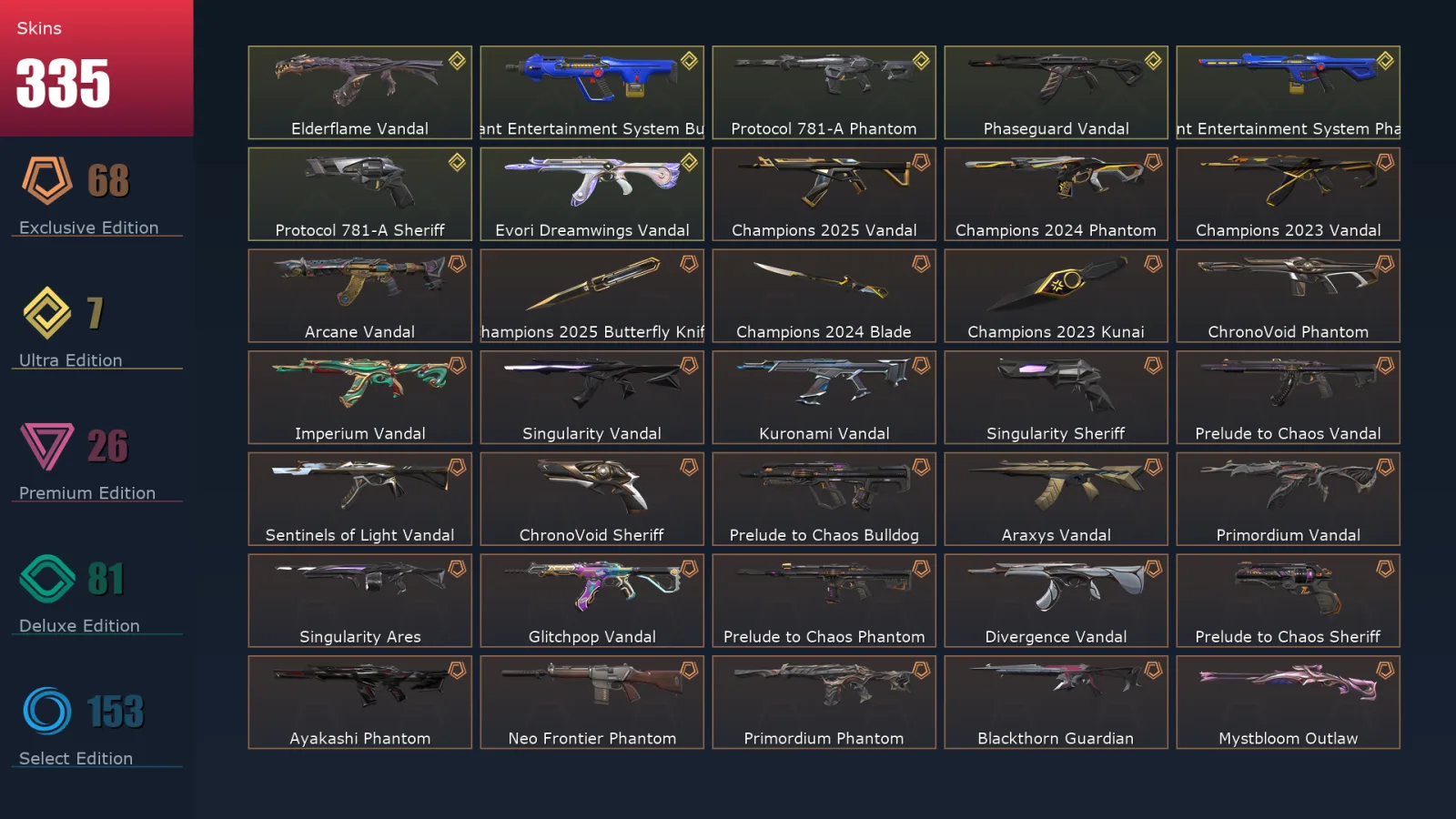 [Valorant] | EU | Level 500 | 29 Agents | 335 Skins