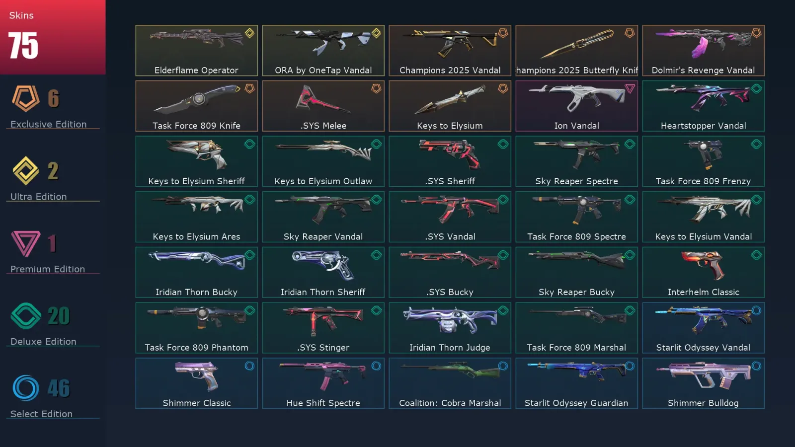 [Valorant] | EU | Level 135 | Diamond 3 | 29 Agents | 75 Skins