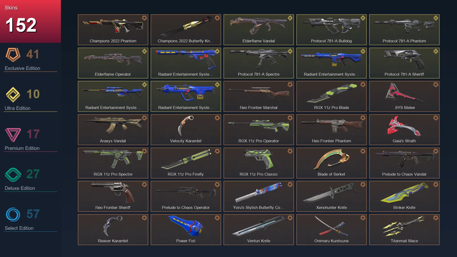 NA | Lv157 | Unranked | 152 Skin | 24 Agent | 116 Buddy — Unranked / Smurf Valorant