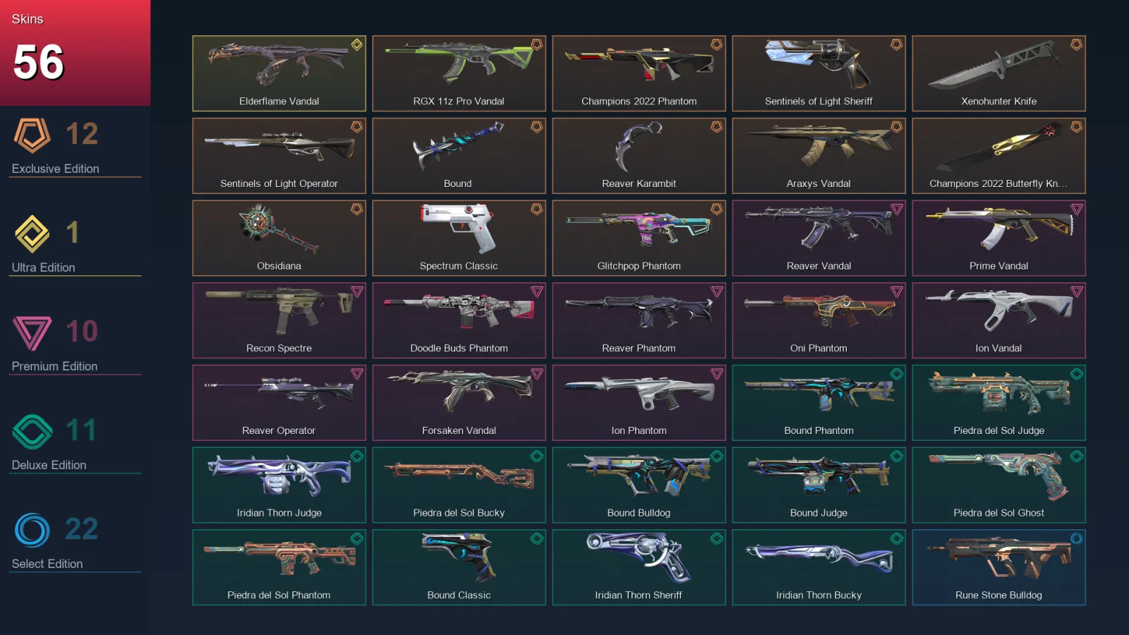 BR | Lv91 | Unranked | 56 Skin | 26 Agent | 72 Buddy — Valorant account
