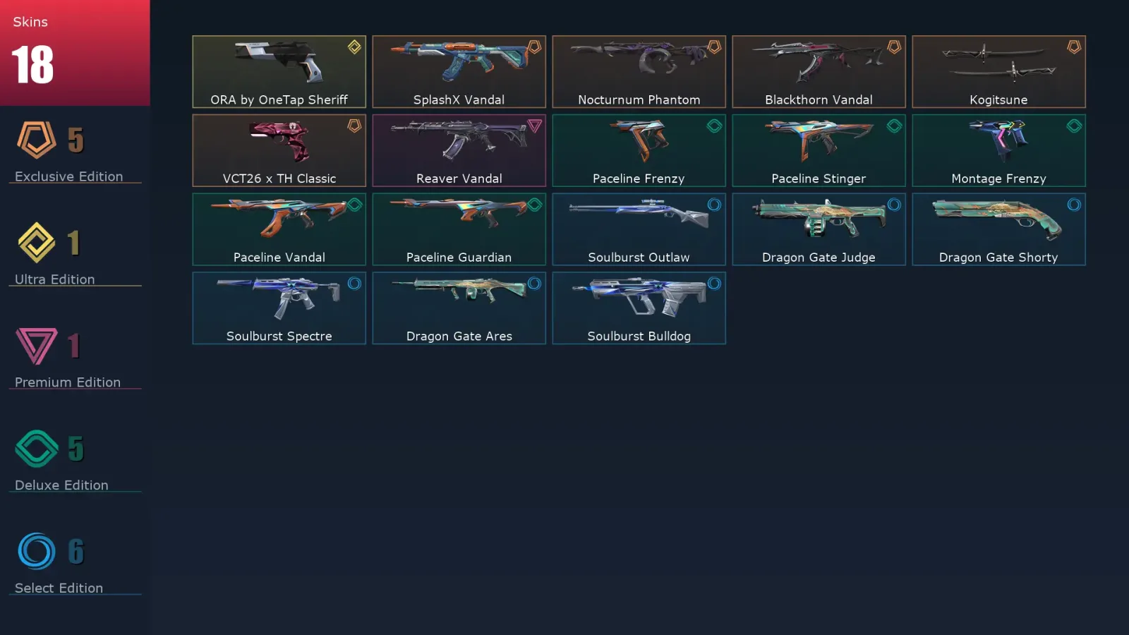 [Valorant] | EU | Level 42 | 15 Agents | 18 Skins